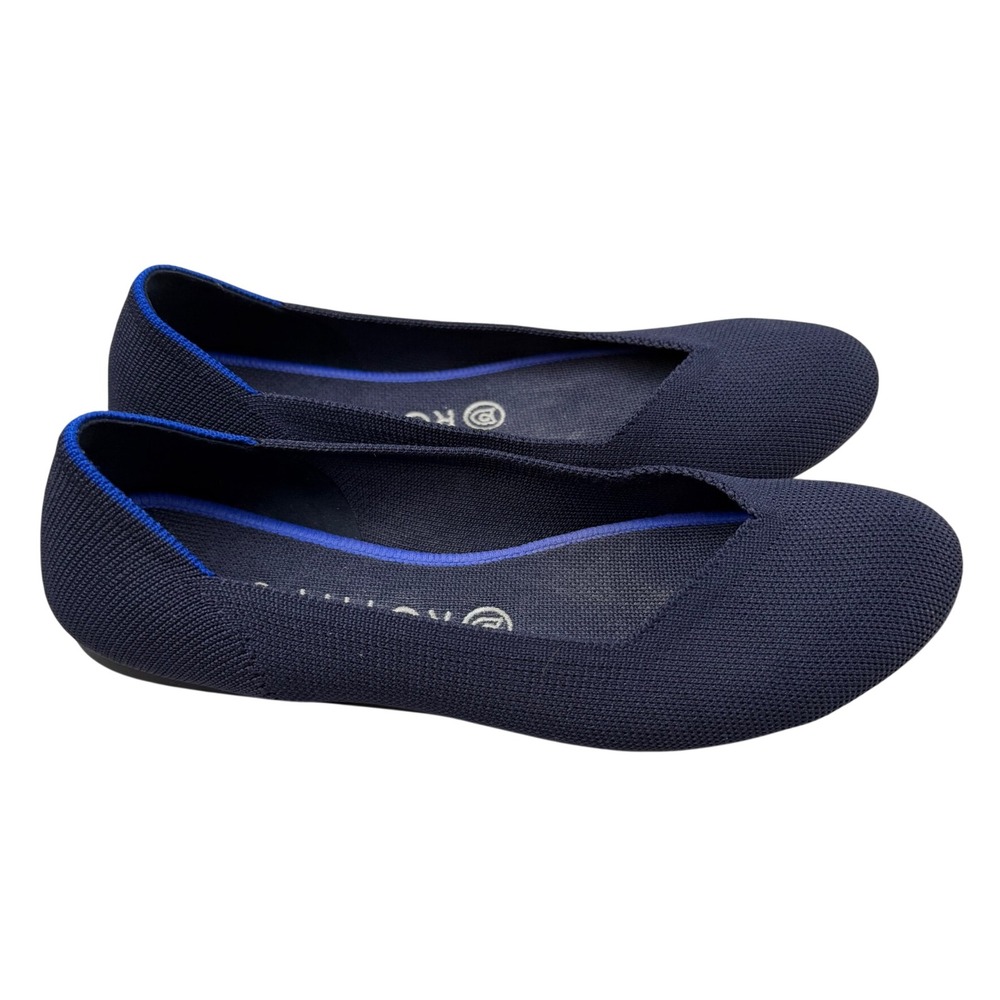 Rothys The Flat Navy Blue Women Size 9 Round Toe Knit Sustainable Washable